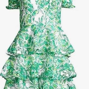 Lilly Pulitzer Cicely Off the Shoulder Dress Resort White Flamingle size 4